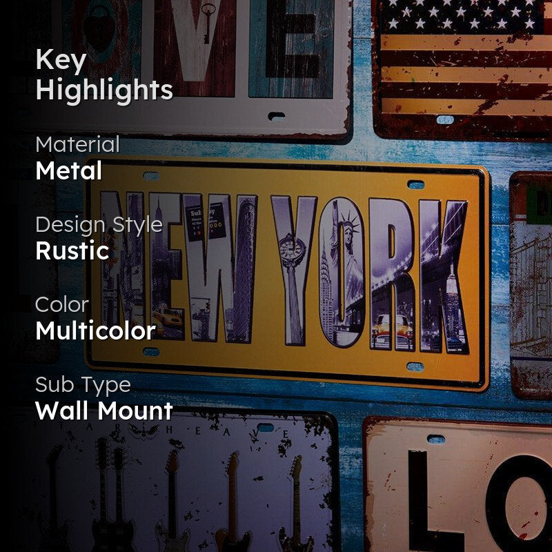 Funky New York Retro Metal Wall Accent media 2
