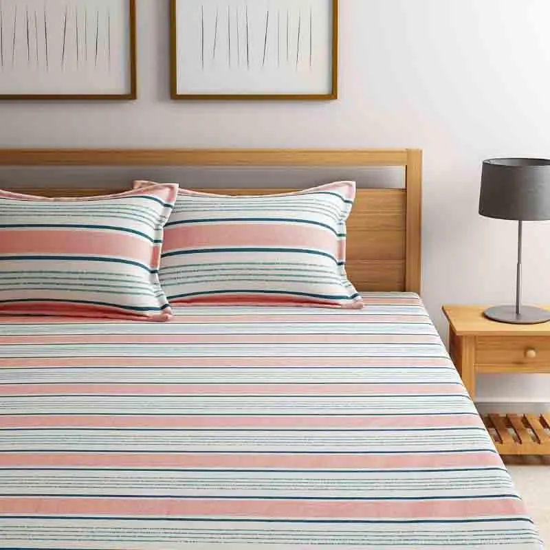 The Lovely Stripes Cotton Bedsheet - 210 TC media 1