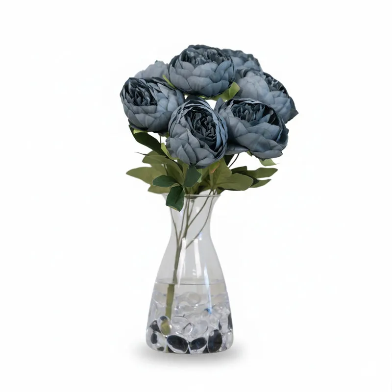 Realistic Artificial Peony Flower Bunches - Blue media 5