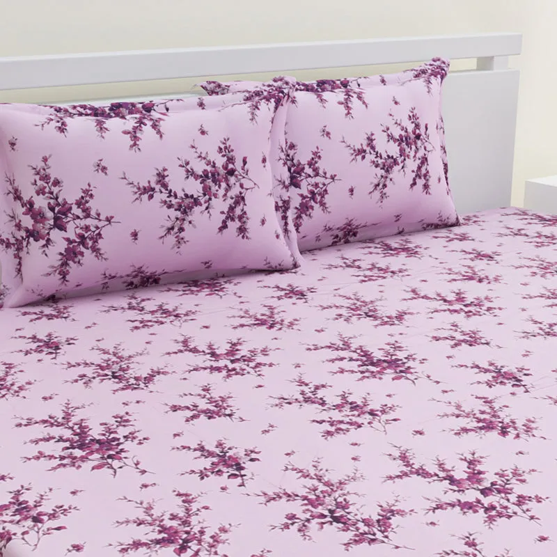 Parul Printed Cotton Bedsheet (Pink) - 300 TC media 3