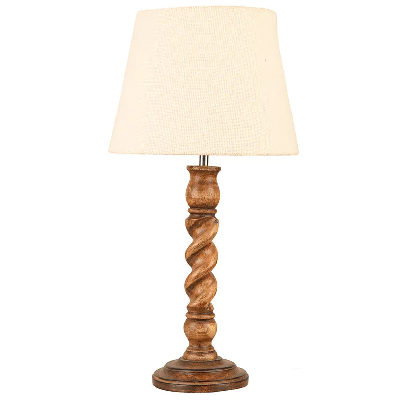 Spira Cone Cotton Table Lamp - White,Brown media 4