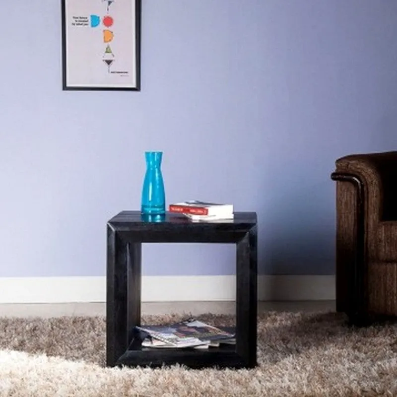 Pverox Sheesham Wooden Side & Bedside Table - Black media 3