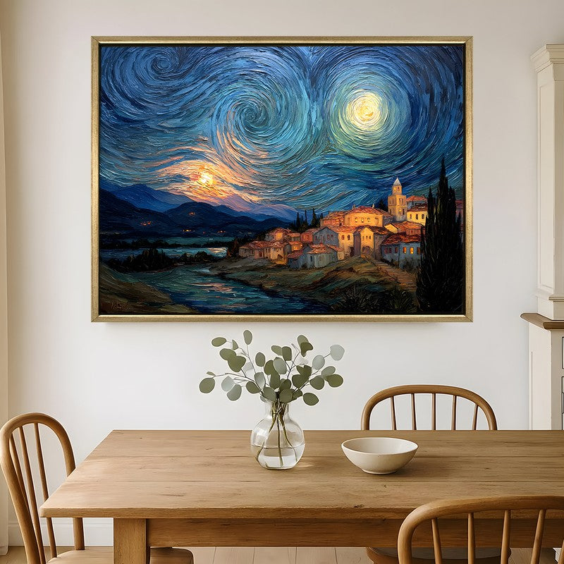 Nightscape Canvas Wall Painting With Frame