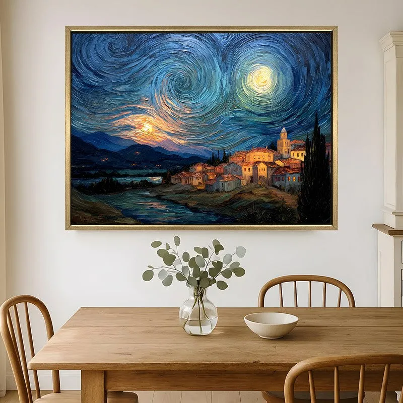 Nightscape Canvas Wall Painting With Frame media 1
