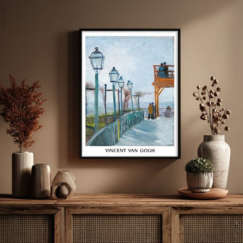 Terrace and Observation Deck Vincent Archival Canvas Wall Painting - Black Frame