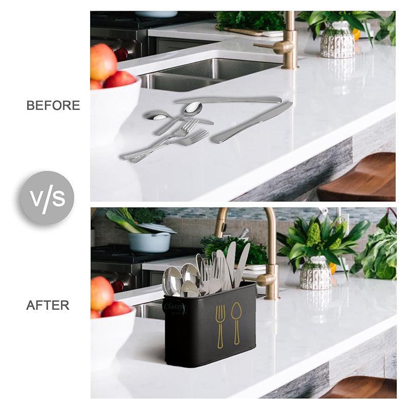 Fork & Order Metal Cutlery Holder - Black media 5