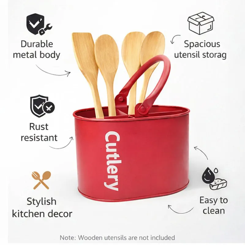 HomePlus Sturdy Cutlery Stand - Red media 5