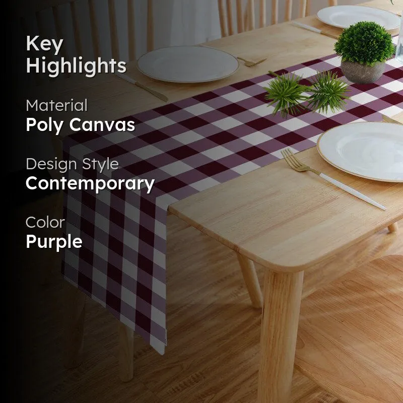 Mabel Checkered Poly Canvas Table Runner - Purple media 2