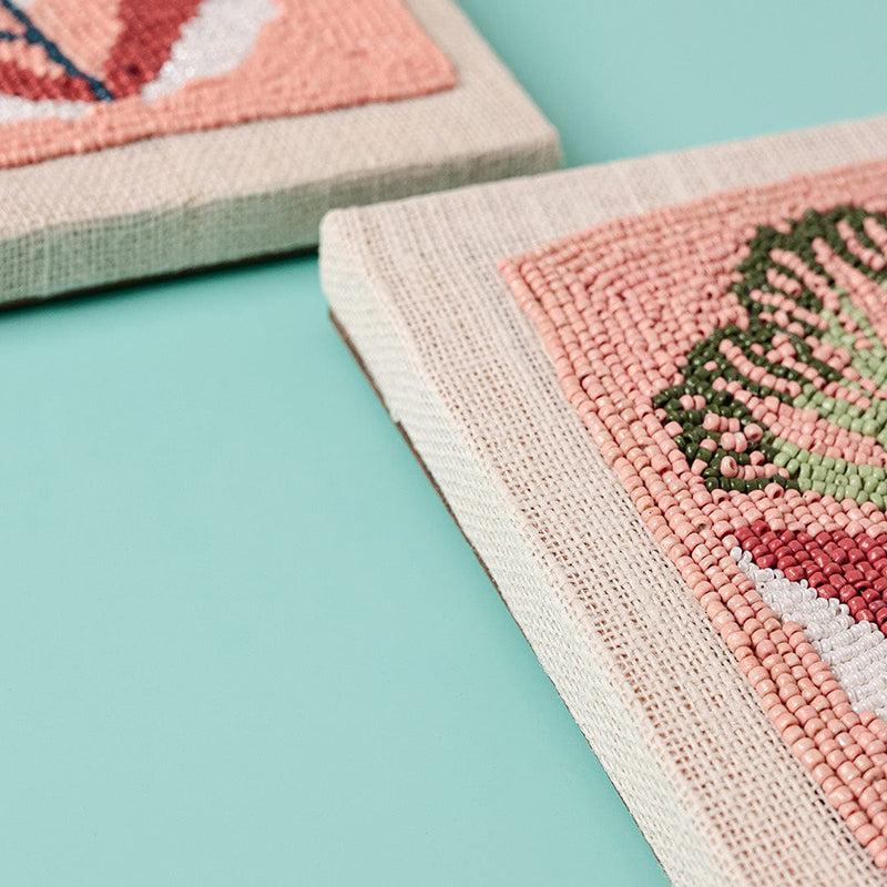 Beaded Fiori Hand Embroidered Wooden Wall Accent - Set Of Two media 5