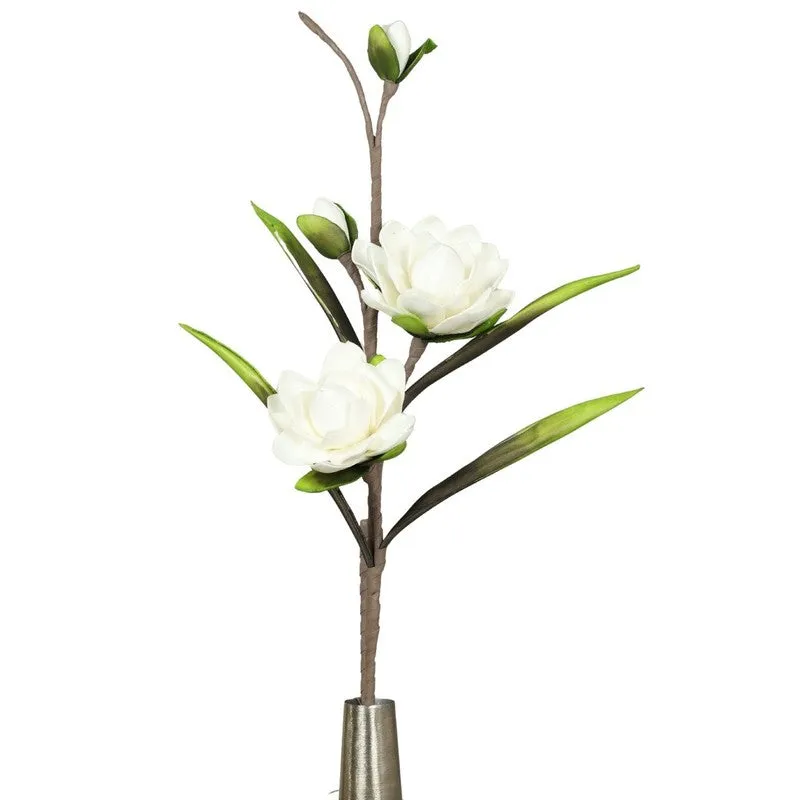Blossomcharm Artificial Magnolia Foam Flower Stick - White media 3