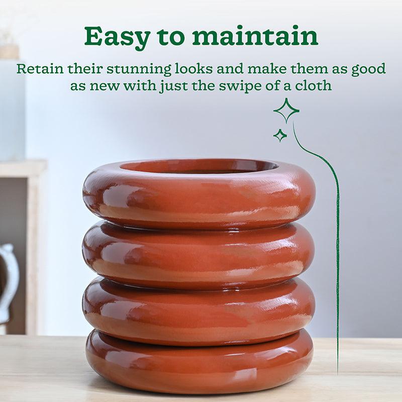 Ugaoo Ceramicurve Four Layer Ceramic Planter - Terracotta media 4