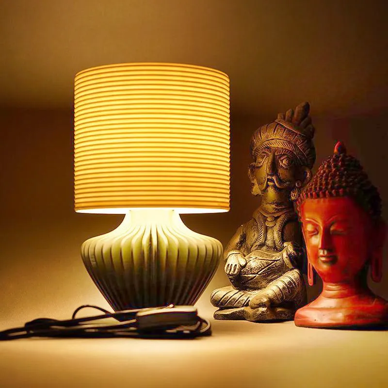 Bio Shine 3D Printed Table Lamp - White,Green media 1