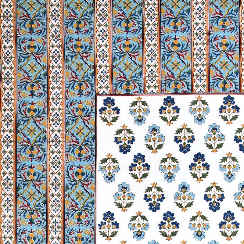 Shringar Cotton Bedsheet (Blue,White) - 180 GSM media 7