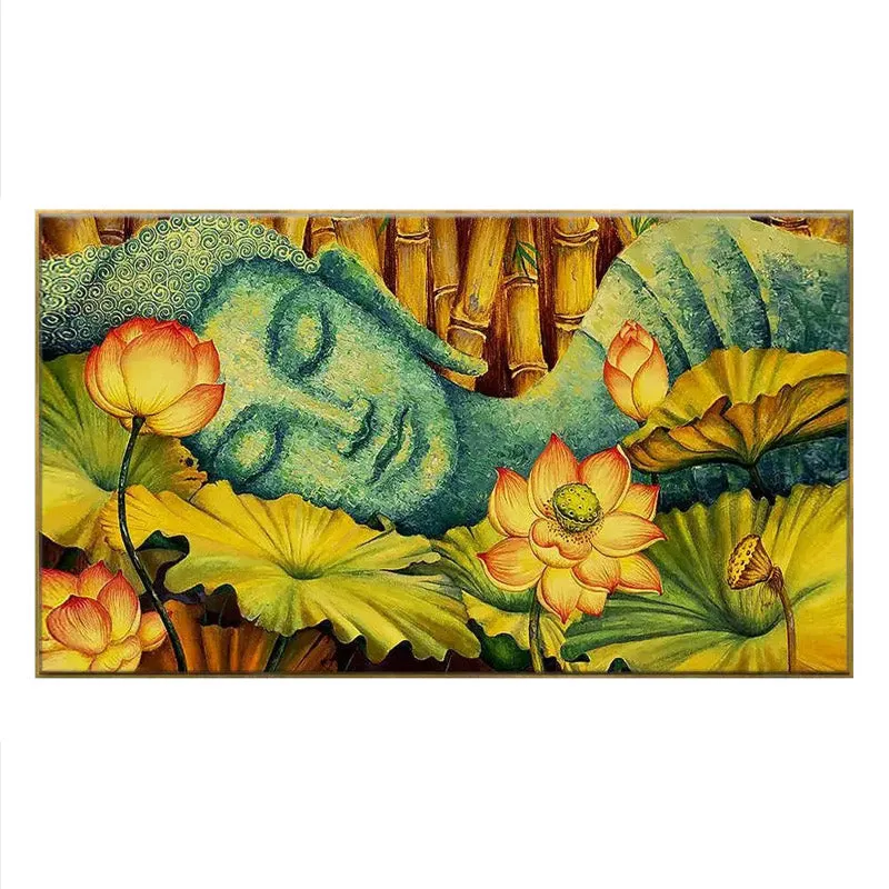 Calming Buddha In Bamboo Forest Canvas Wall Painting media 3