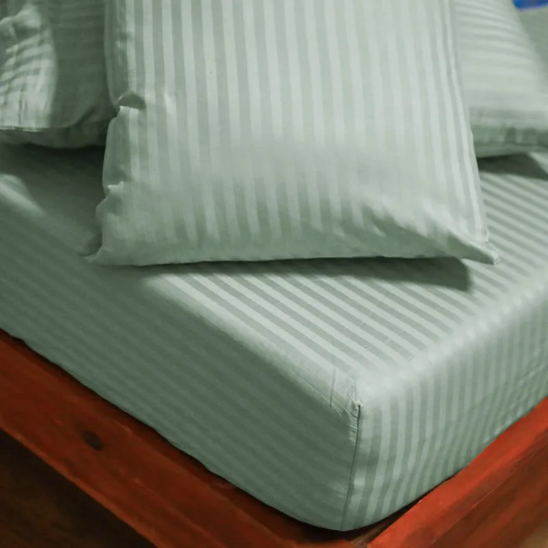 Stripe Charm Cotton Pillow Cover (Sage) - Set Of Two media 5