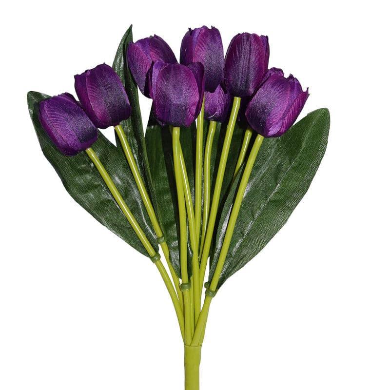 Faux Silk Artificial Tulip Flower Bunch - Violet media 4
