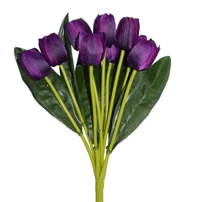 Faux Silk Artificial Tulip Flower Bunch - Violet media 4