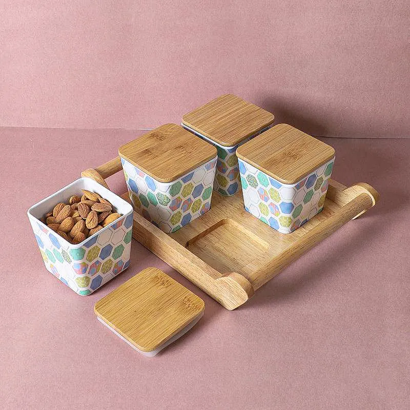 Hexoma Condiment Container With Tray (750 mL Each) - Five Piece Set media 4