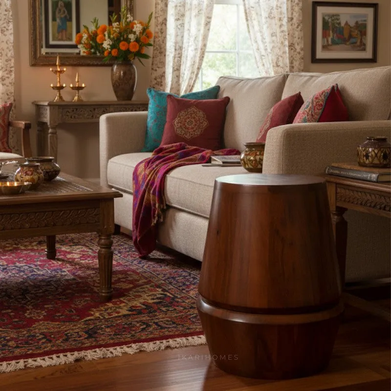 Drum Barrel Acacia Wood Coffee Table media 11