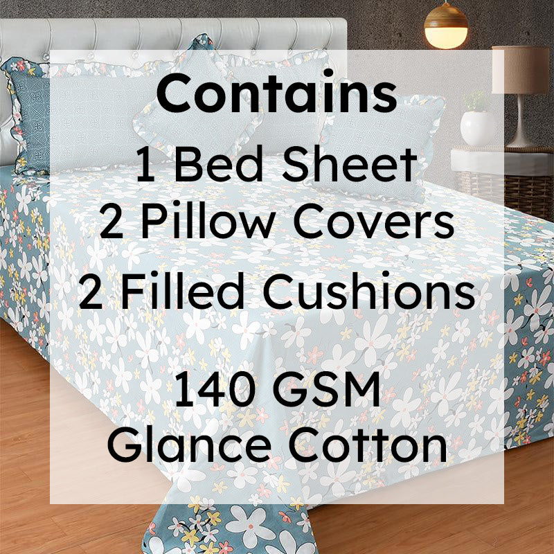 Magnia Frilled Floral Microfiber Bedding Set - Five Piece Set media 7