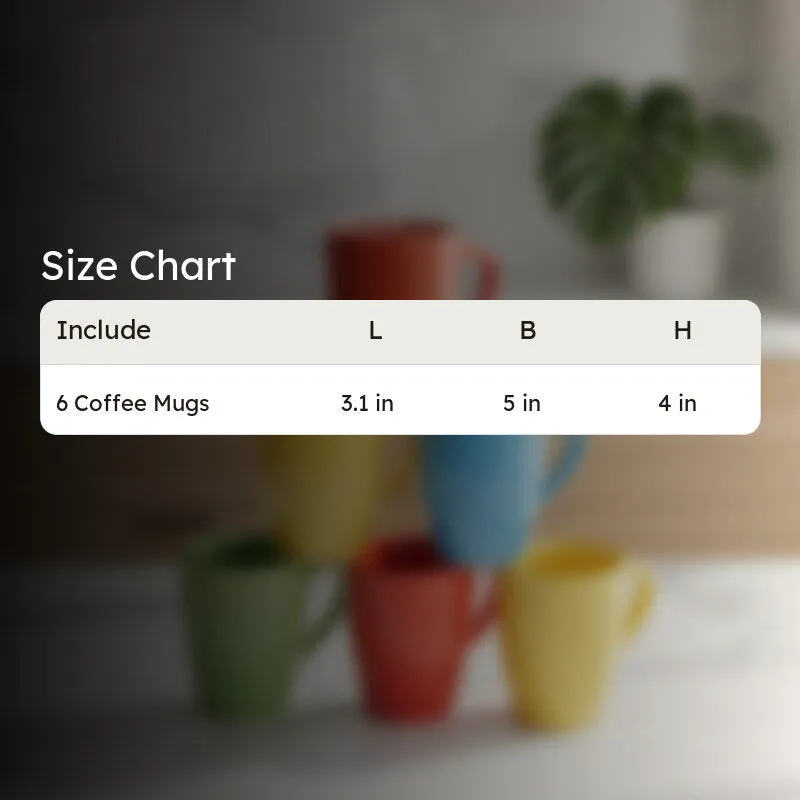 Ceramic Ceramic Coffee Mug (300 mL Each,Multicolor) - Set Of Six media 9