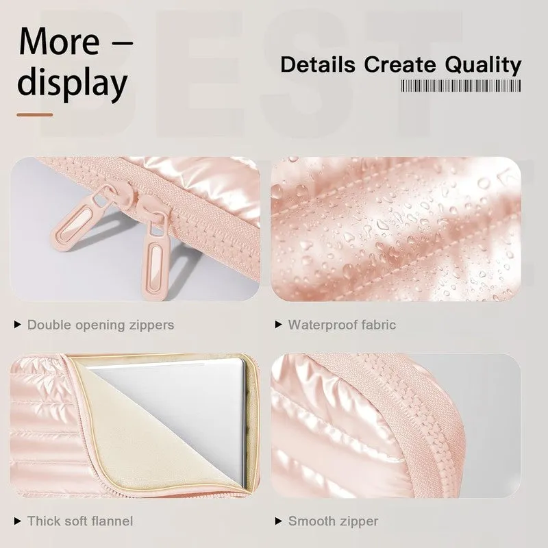 Soft Pink Quilted Laptop Sleeve - Waterproof and Shockproof media 5