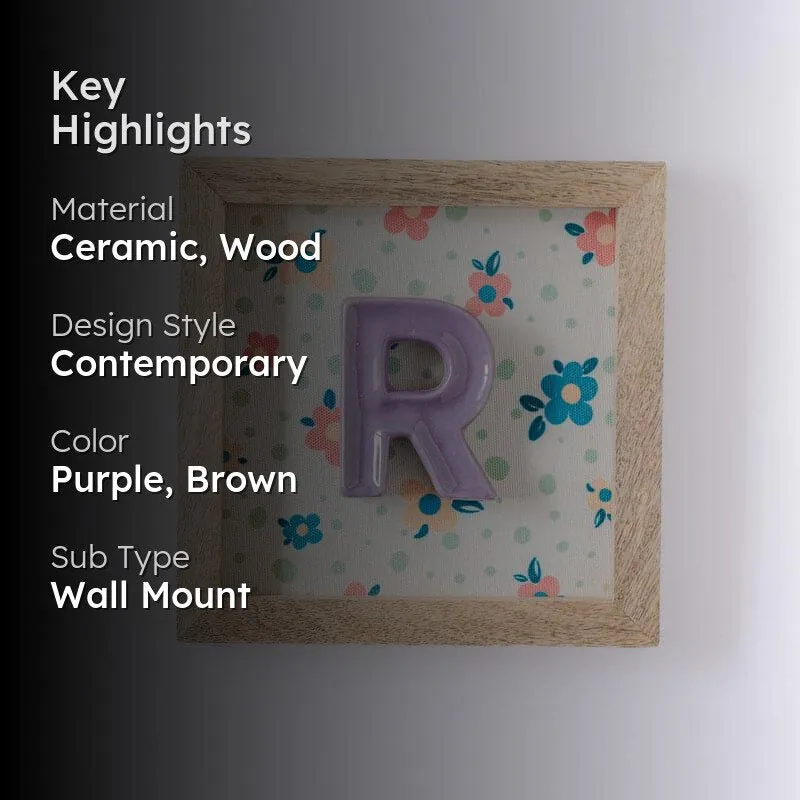 (R) Mini Mottled Mono Ceramic & Wooden Wall Accent - Purple media 2