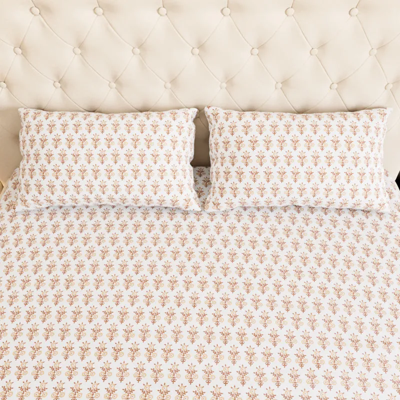 Bloom Ethnic Cotton Bedsheet (Brown) - 180 TC media 5