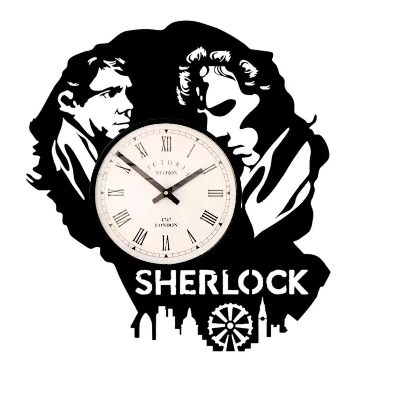 Sherlock Homes Steel Analog Wall Clock - Black media 4