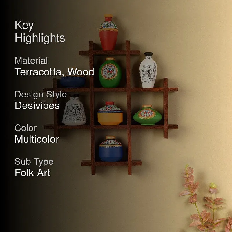 Forest Frame Warli Terracotta & Wood Wall Accent - Nine Piece Set media 2