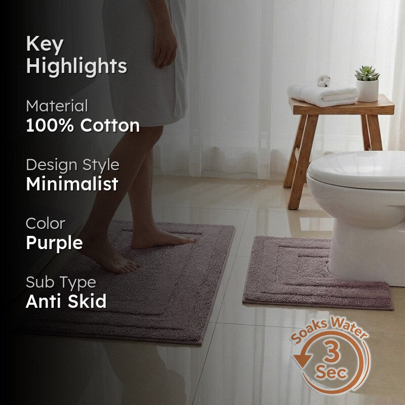 Aqualoom Anti skid Bath Mat (Purple) - Set Of Two media 2