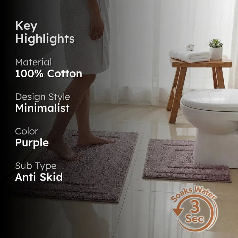 Aqualoom Anti skid Bath Mat (Purple) - Set Of Two media 2