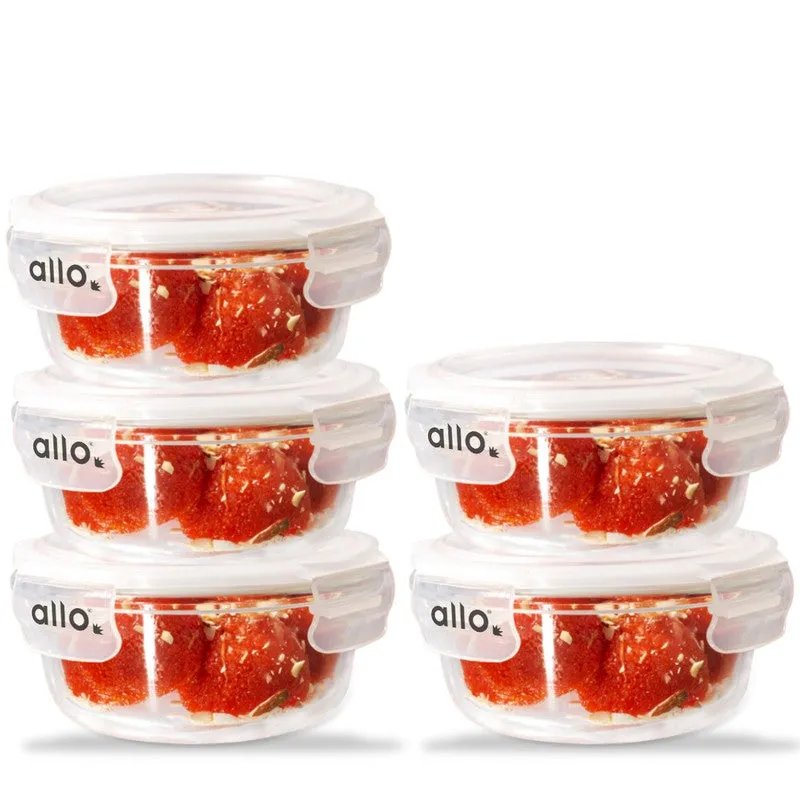 Munchi Leak Proof Glass Lunch Box (400 mL Each) - Set Of Five media 4