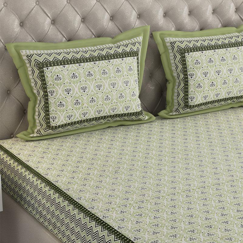 Kinova Printed Cotton Bedsheet (Green) - 240 TC media 5