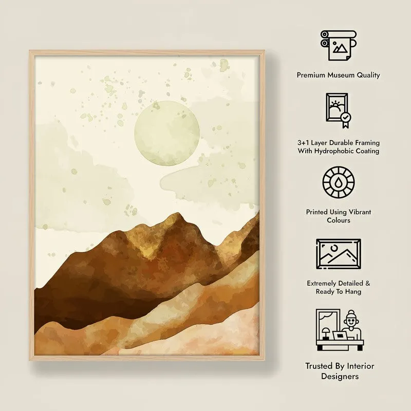 Moonlit Desert Peaks Archival Paper Wall Art - Natural Brown Frame media 8