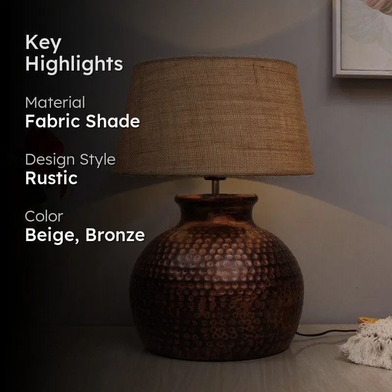 Ruchi Fabric Table Lamp - Beige,Bronze media 2