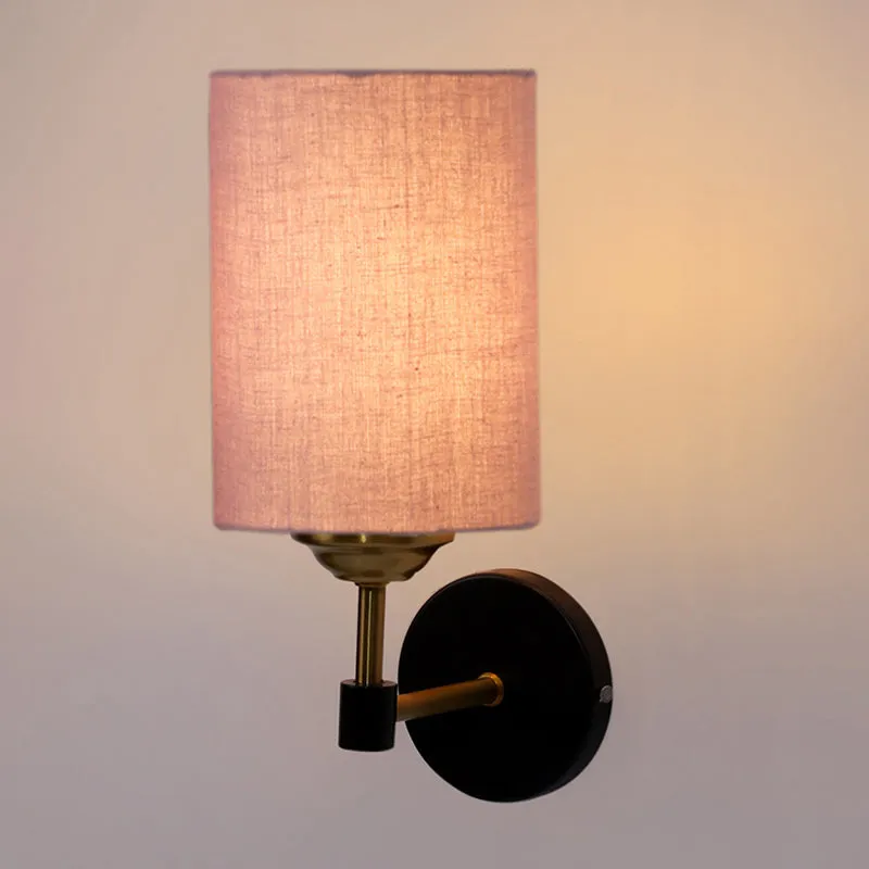 Sienna Sleek Steel & Cotton Wall Lamp - Beige media 4