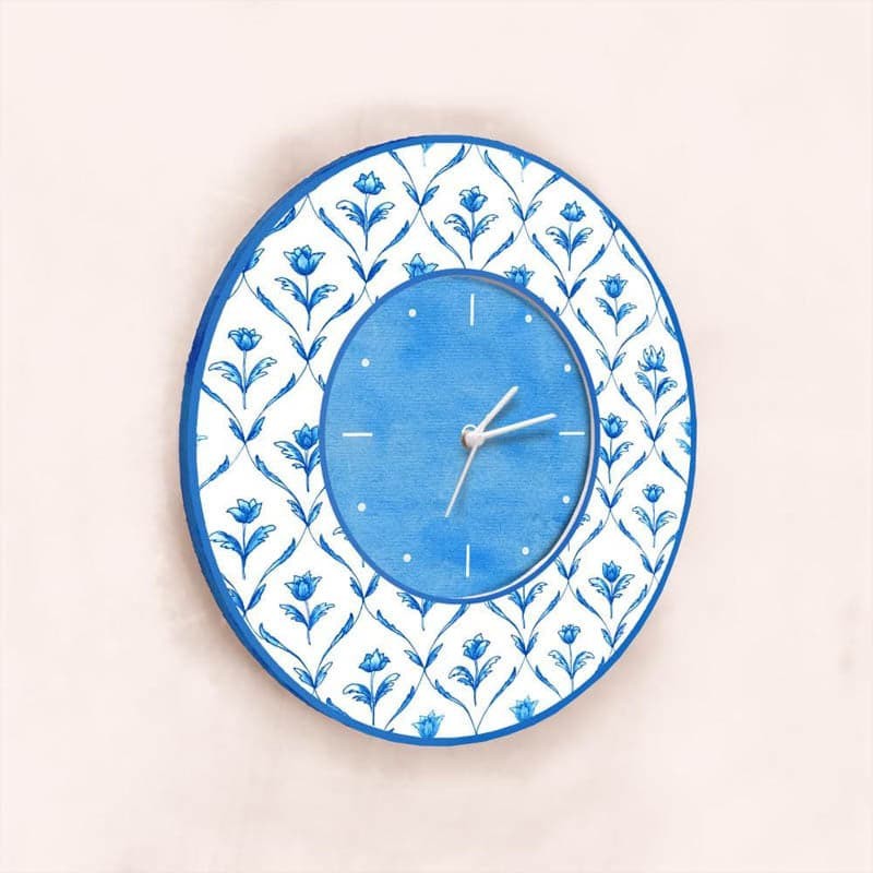 Ethnic Rosa Handpainted Wall Clock -  Blue image 4