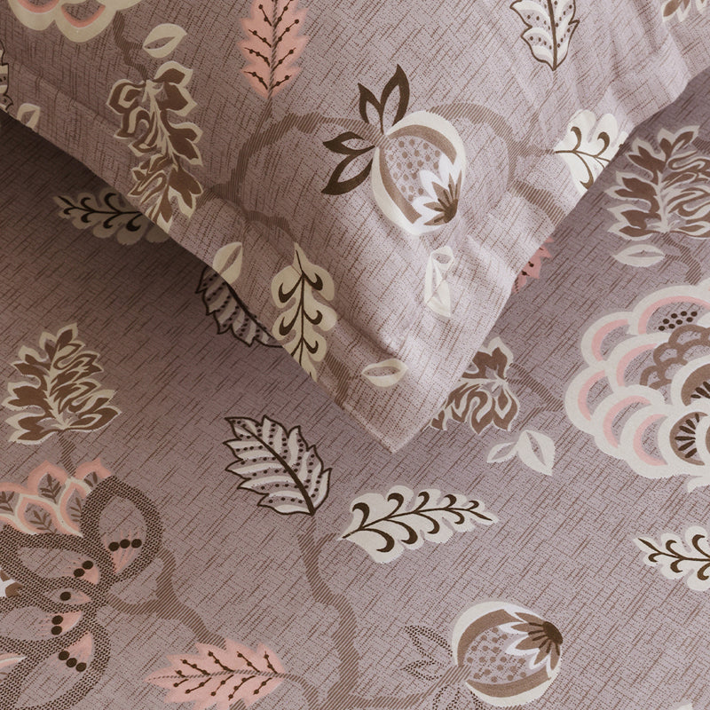 Swayam Light Brown Floral Cotton Bedsheet - 180 TC media 6