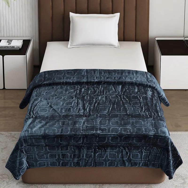 Monte Carlo Warmora Geometric Print Polyester Blanket (Teal) - 210 GSM media 3