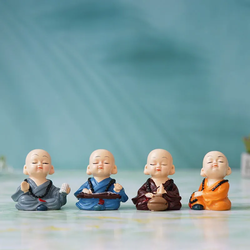 Baby Monk Play Showpiece - Set Of Four media 1