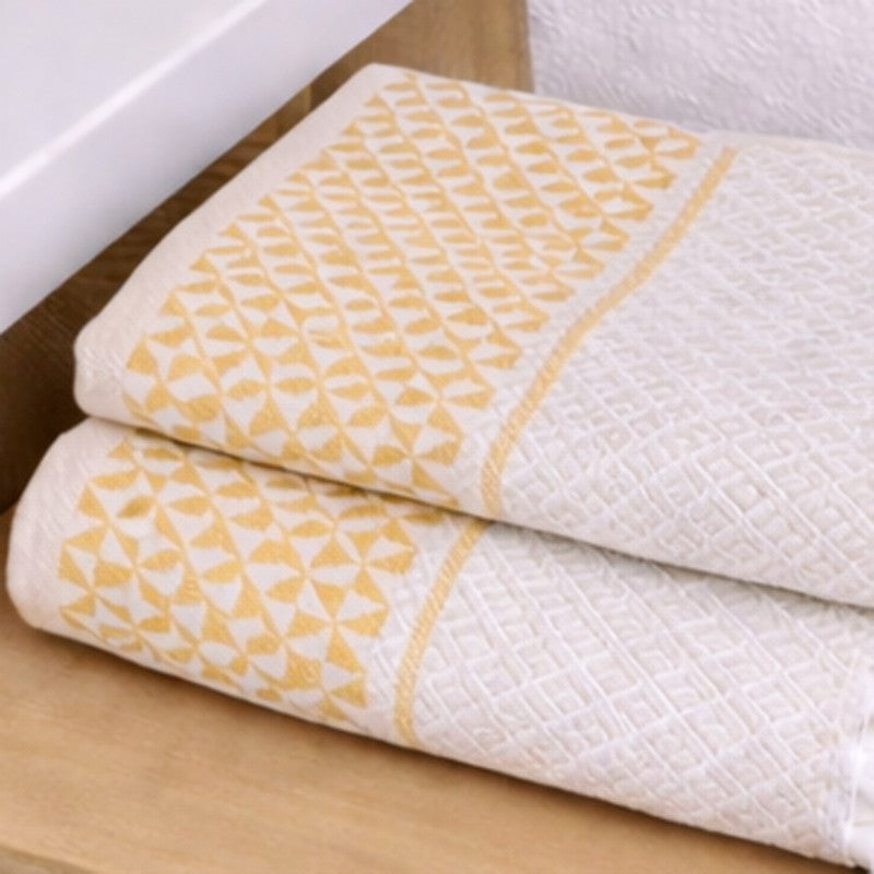 MosacStripe Cotton Hand Towel (Yellow) - Set of Two media 6