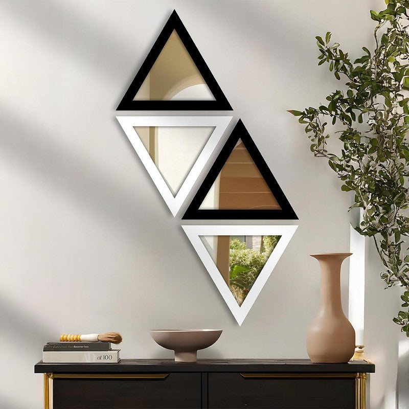 Trio Reflect Wall Mirror (White,Black) - Set Of Four media 5