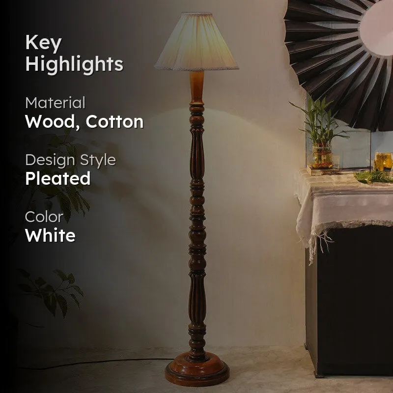 Masiya Vintage Wooden Floor Lamp - Off-White media 2