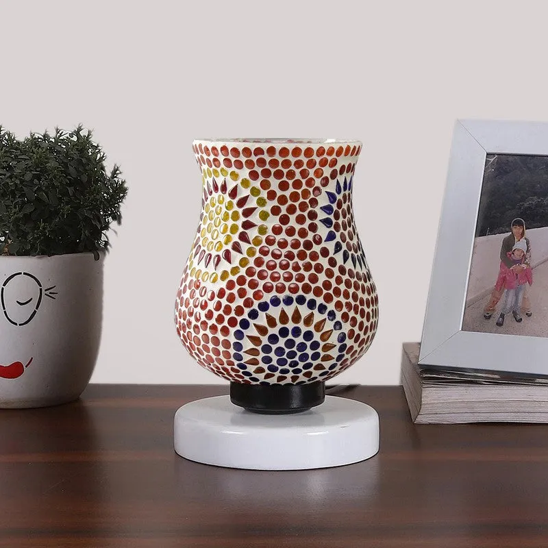 Aurelune Mosaic Glass Table Lamp With Wooden Base - Multicolor media 4