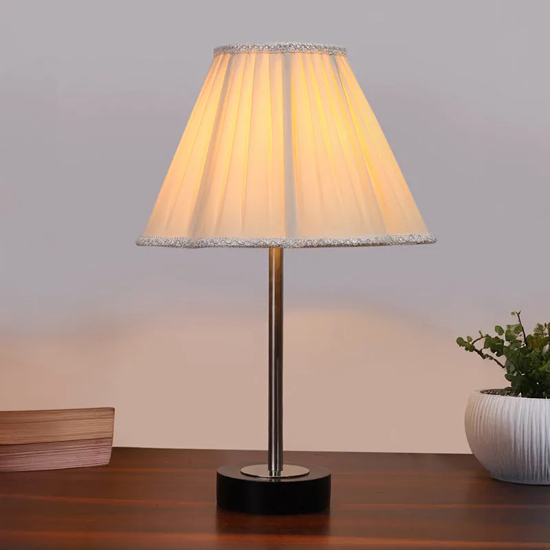 Pleatra Rodin Wooden Table Lamp - White,Silver,Black media 2