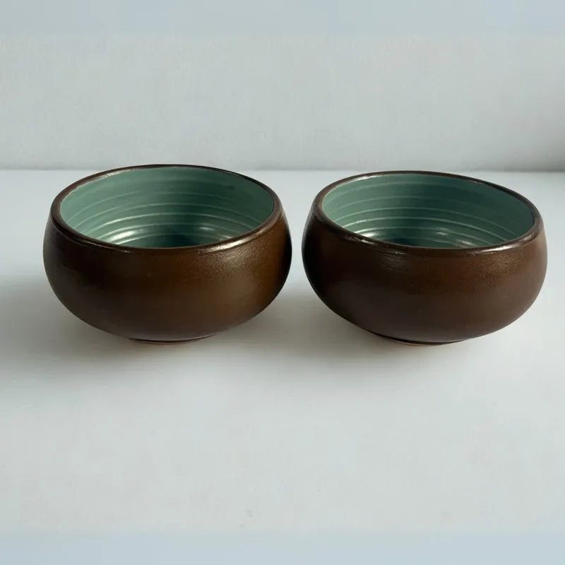 Chestnut Handcrafted Ceramic Dip Bowls (Brown,150 mL) - Set Of Two media 4