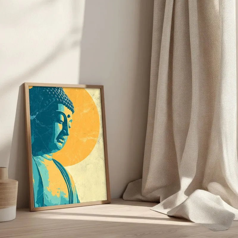 Peaceful Buddha In Meditative Calm I Archival Paper Wall Painting With Brown Frame media 3