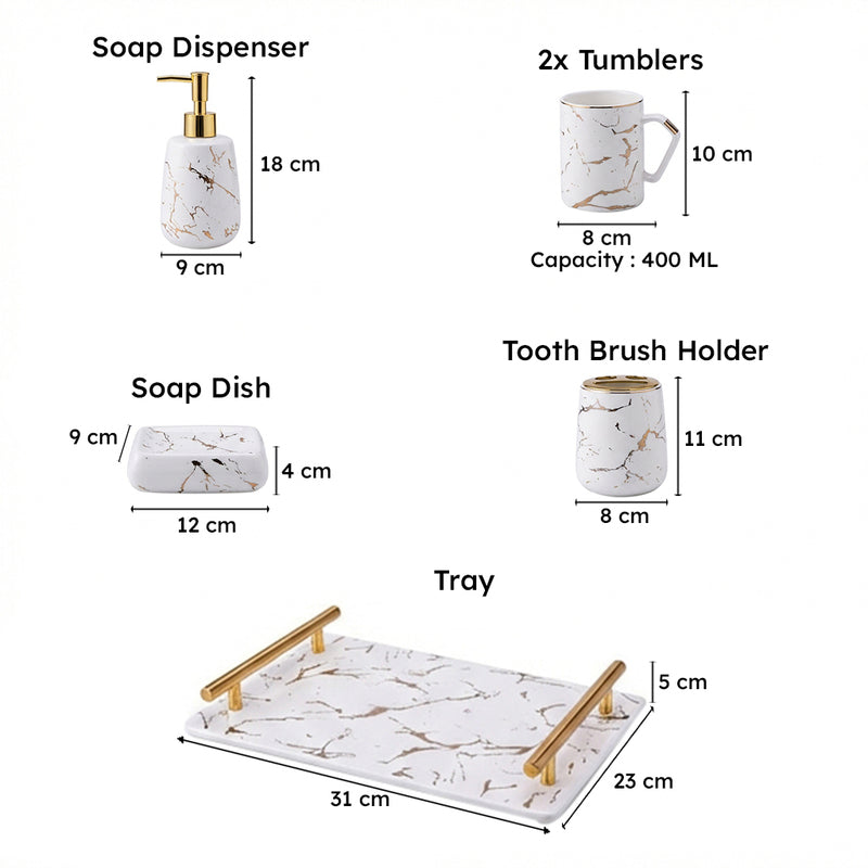 Goldira Galore White Bathroom Set - Six Piece Set media 7
