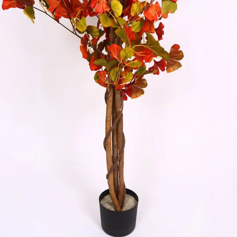 Verdiq Artificial Ginko With Black Plastic Pot - 5.5 Feet media 6
